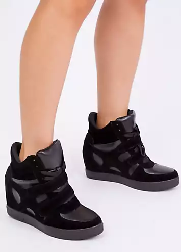 Where’s That From Hitop Black Suede Wedge Trainers | Kaleidoscope