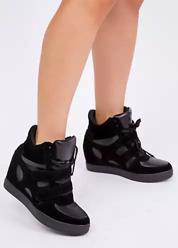 Where’s That From Hitop Black Suede Wedge Trainers | Kaleidoscope