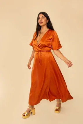 Whimsy + Row Lola Wrap Dress - Rust